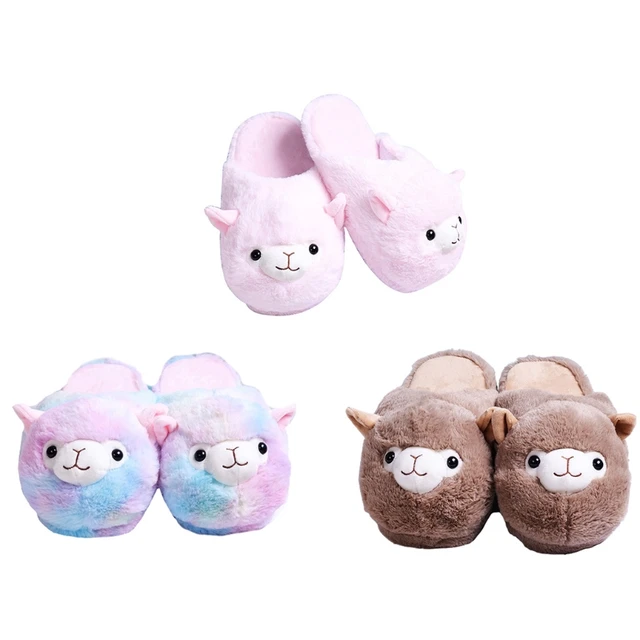 Alpaca/Panda/cows Slippers Plush Sherpa Toy Llama Novelty PJ Shoes