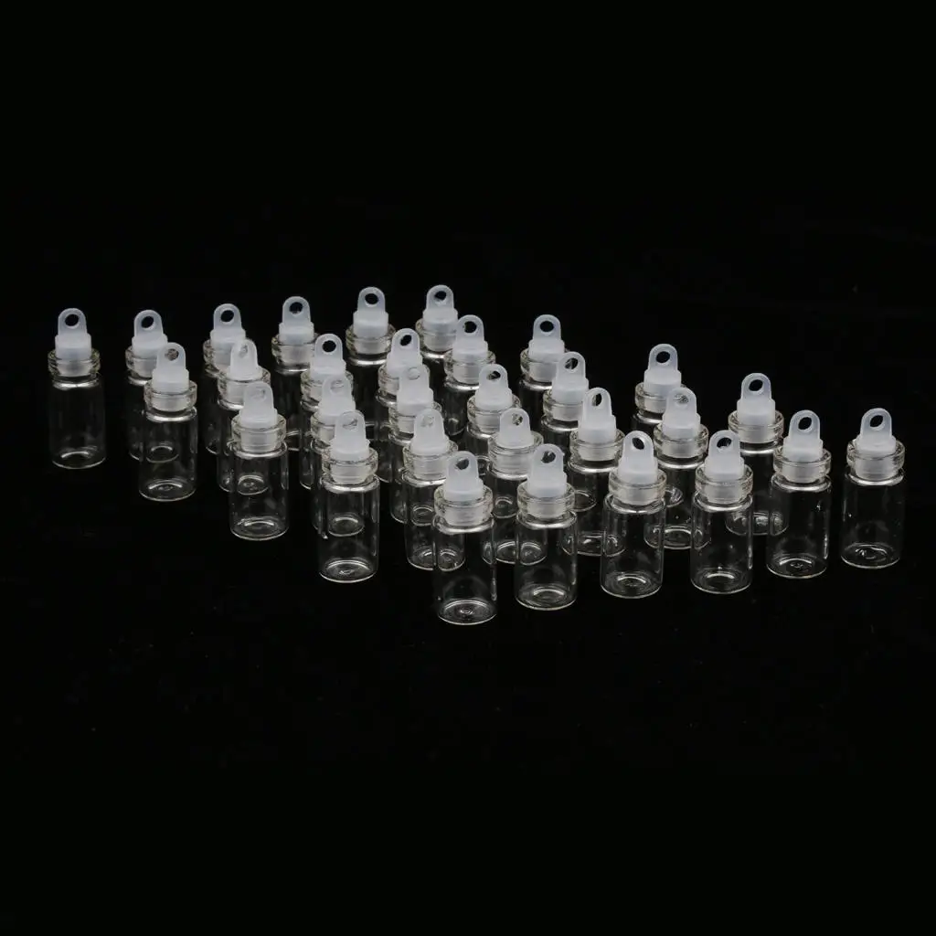30 Pieces Mini Clear Glass Jars Essential Oil DIY Pendant Decoration Wishing Lucky Bottle - 1/2ml