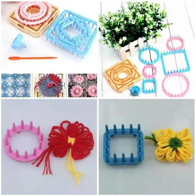 9Pcs/ Set Flower Loom Petals Knitted Crochet Yarn Sewing Tool for Knitting  Scarf Socks