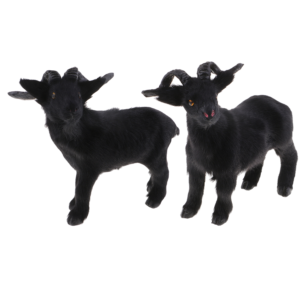 Chinese  Lucky Animal Zodiac Sheep Lamb Goat Statue Plush Toys Black