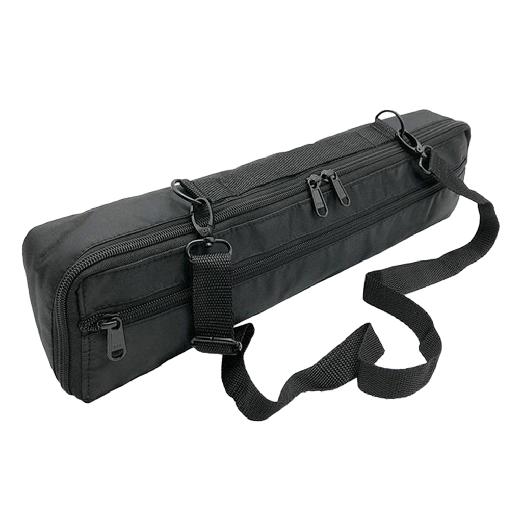 Portable 16 Holes Flute Bag Black Plushed Padded w/ Shoulder Strap Accessory