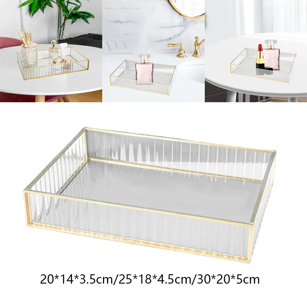 Storage Tray Home Decor Products Brass Stripes Jewelry Organizer Multiple Uses Decorative Accessories for Toiletries
