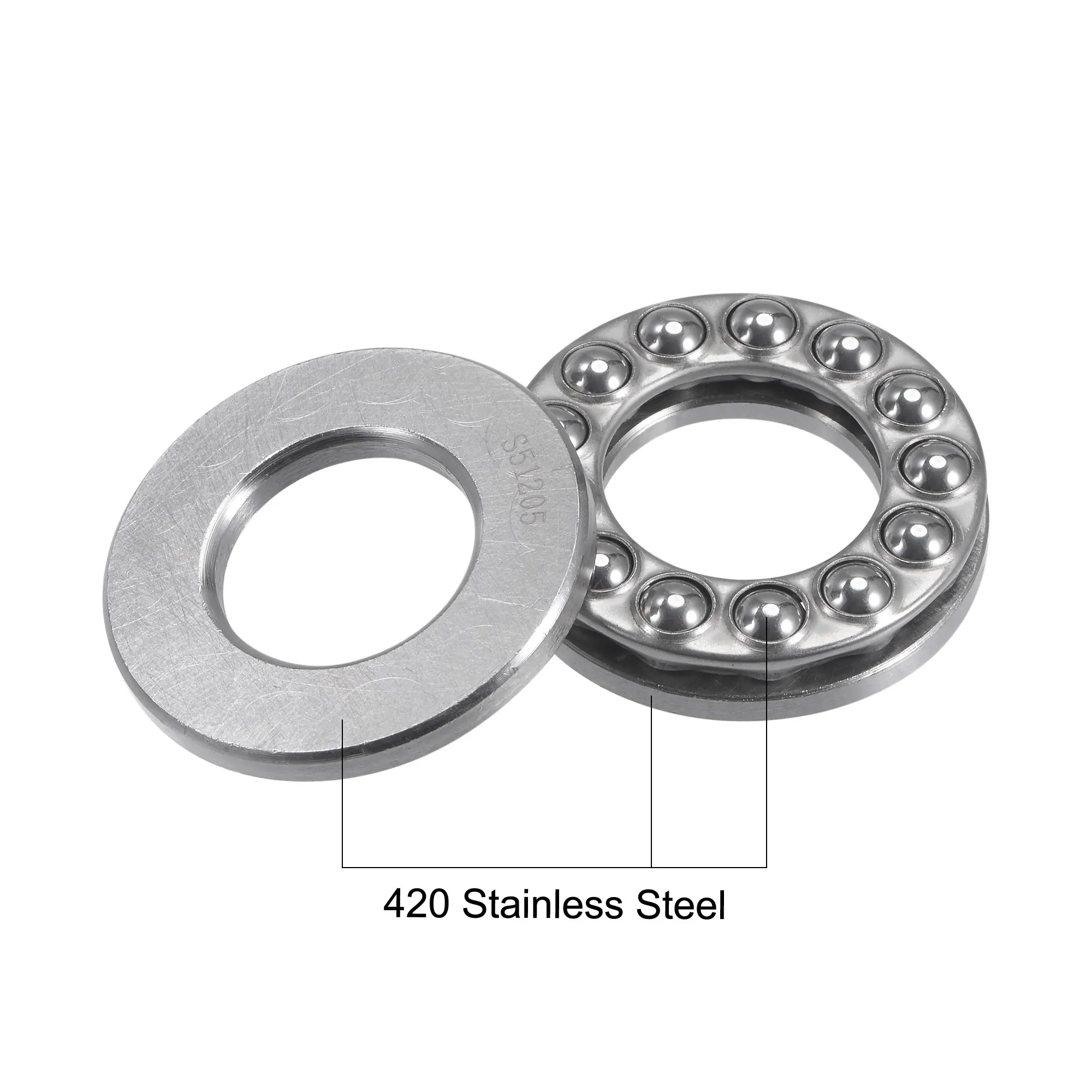 uxcell S51205 Thrust Ball Bearing 25mm Bore 47mm OD 15mm Thick Stainless Steel with Washers 