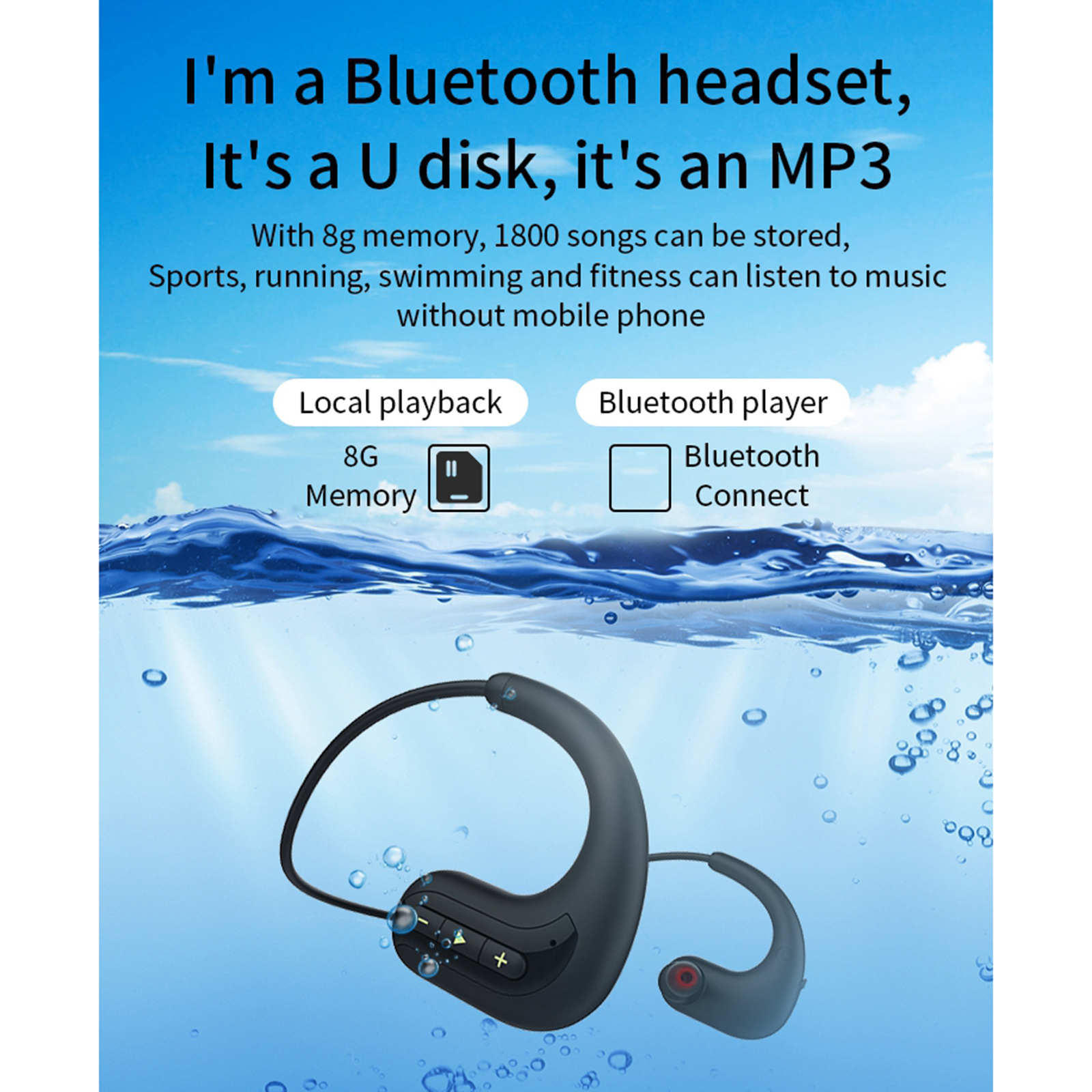 S1200 8gb mp3 player fones de ouvido