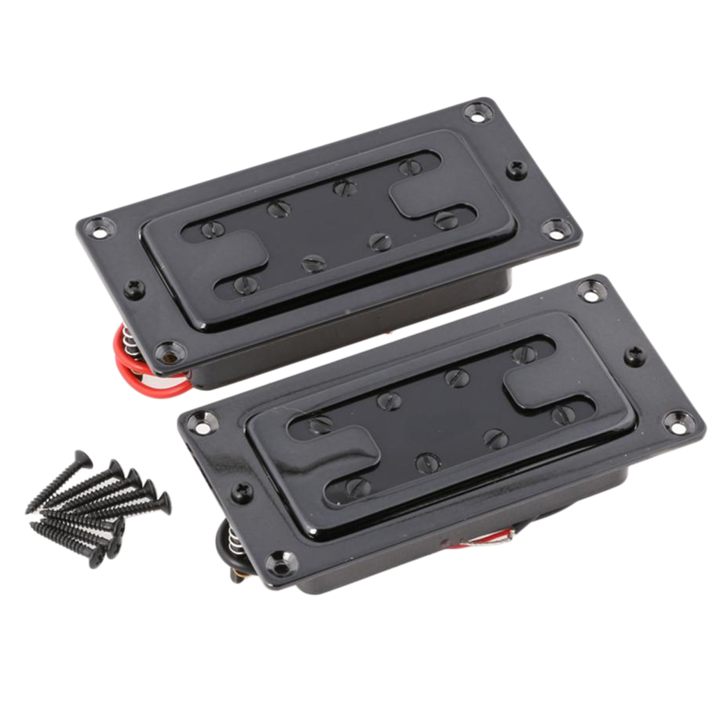2pieces Black Noiseless Double Bridge Pickups for 4 String Electric Guitar