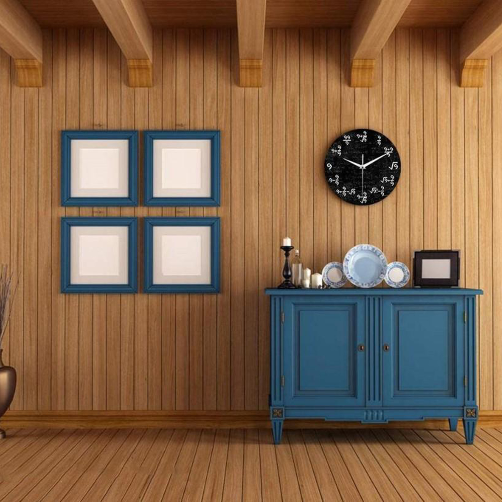 Math Wall Clock, Battery Operated Decorative Wall Clock for Living Room,