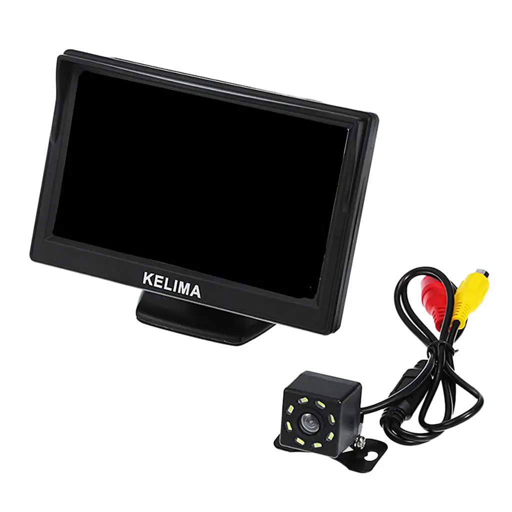 5` Car Display Screen 8 LED  Reversing Camera Ruler Line Black