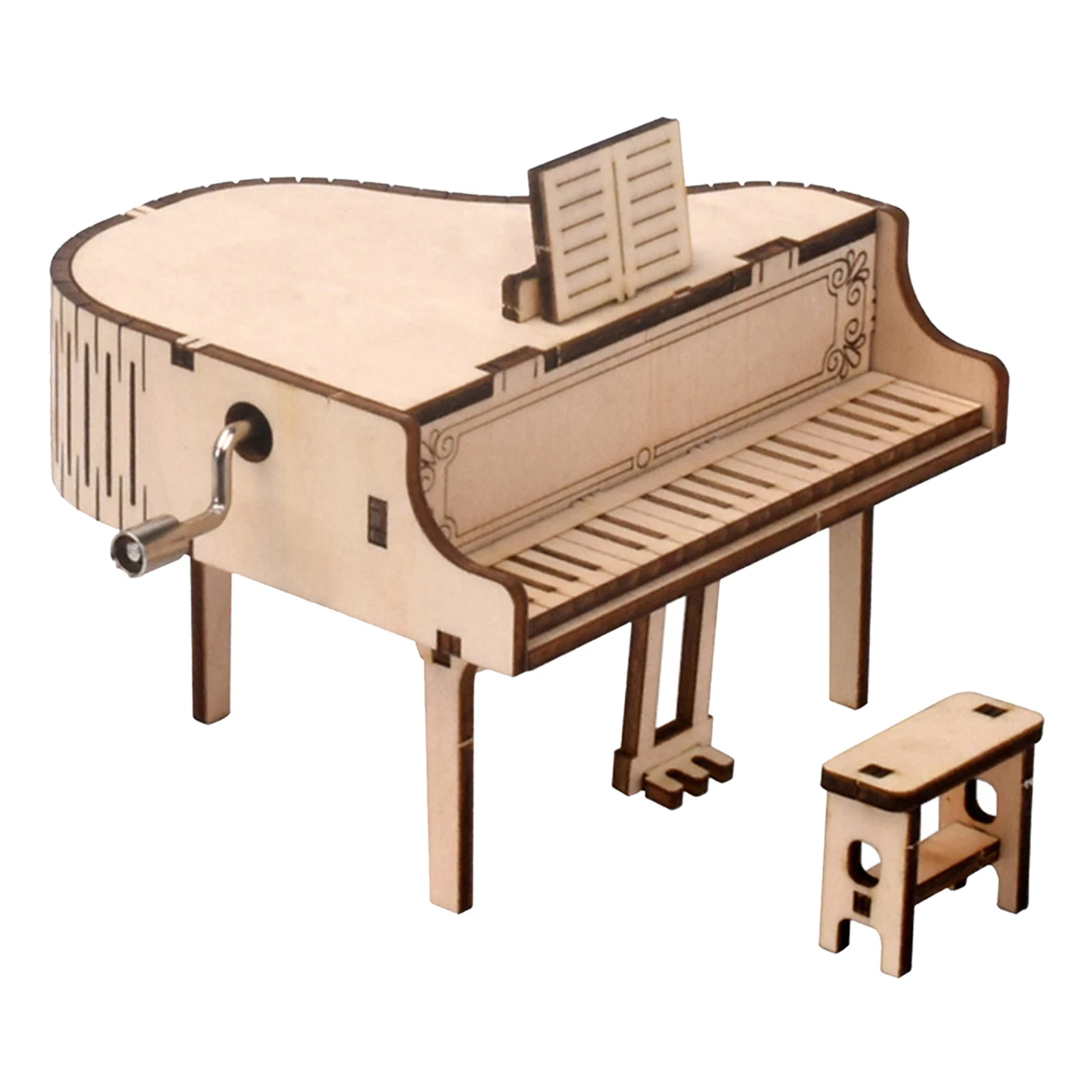 3D Jigsaw Puzzle Wooden Piano Model with Music Box DIY Construction Kit for Kids Adults