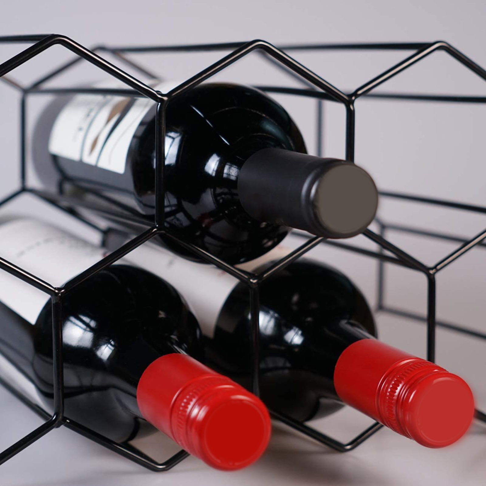 Geometric Metal Wine Racks Wine Holders for Table Top Mini Bars Home Cabinet