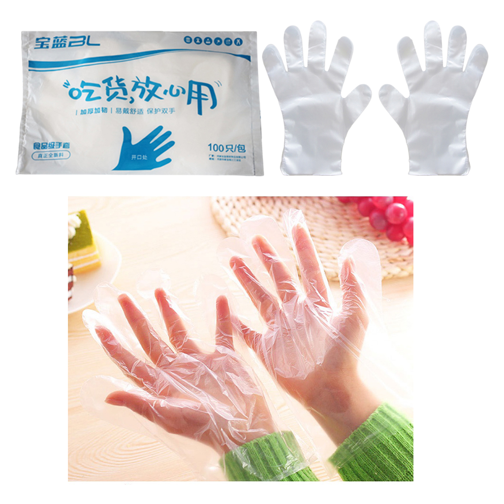 100x Disposable PVC Gloves, Latex-Free Powder-Free, Hands Protector for Food Service, Hair Salon, Home