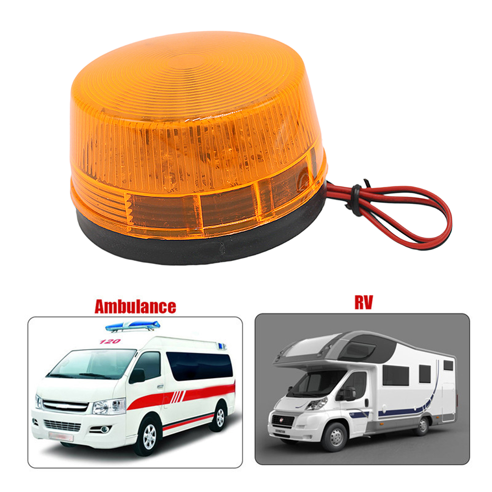 LED Warning Flash Beacon Lights, Amber Warning Safety Strobe Lights with Magnetic Base for Vehicle Truck Carts Car Bus