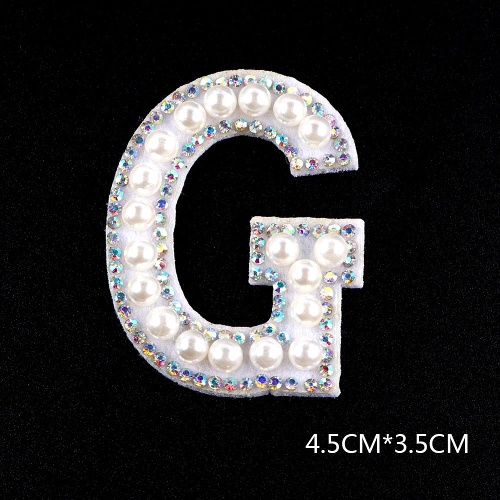 26 brief AB Strass Perle Englisch Alphabet Patch 3D Perlen Aufkleber Mixed Stickerei Patch Für Kleidung Logo Diy Applique – Detail 18
