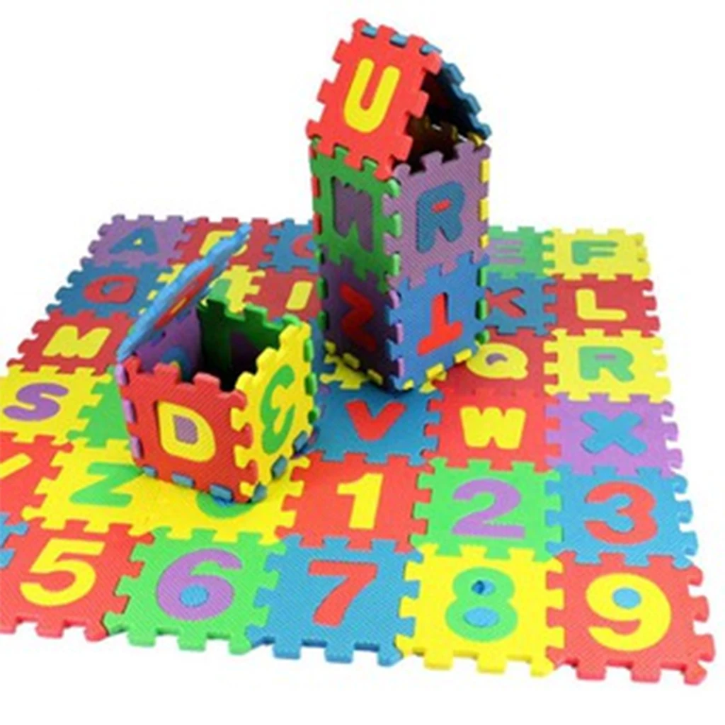 36Pcs Infant Soft Non-Toxic EVA Foam Play Puzzle Mat 10 Numbers & 26 Letters