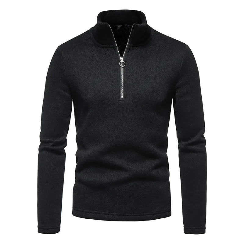 mens turtleneck Warm Men's Long Sleeve Sweater Fashion Stand Collar Zipper Sweater Casual Solid Color Jacket golf sweaters