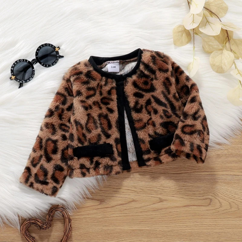 baby clothes set gift 3 Pcs Winter Baby Girls Letter Long Sleeve Dress Leopard Princess Dresses Headband Warm Outwear Cardigan Infant best Baby Clothing Set