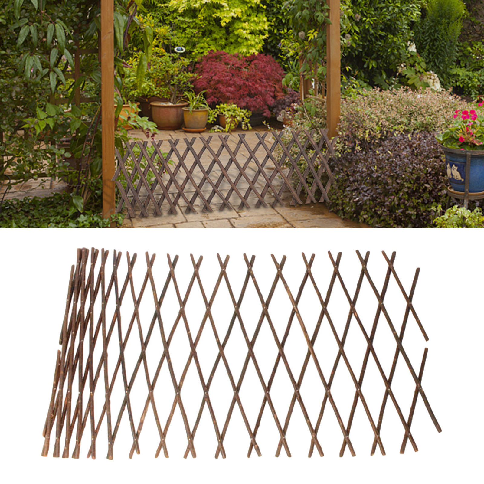 Outdoor Garden Expandable Trellis Bamboo Lattice Fence for Climbing Plants, Vine, Ivy, Size Ajdustable