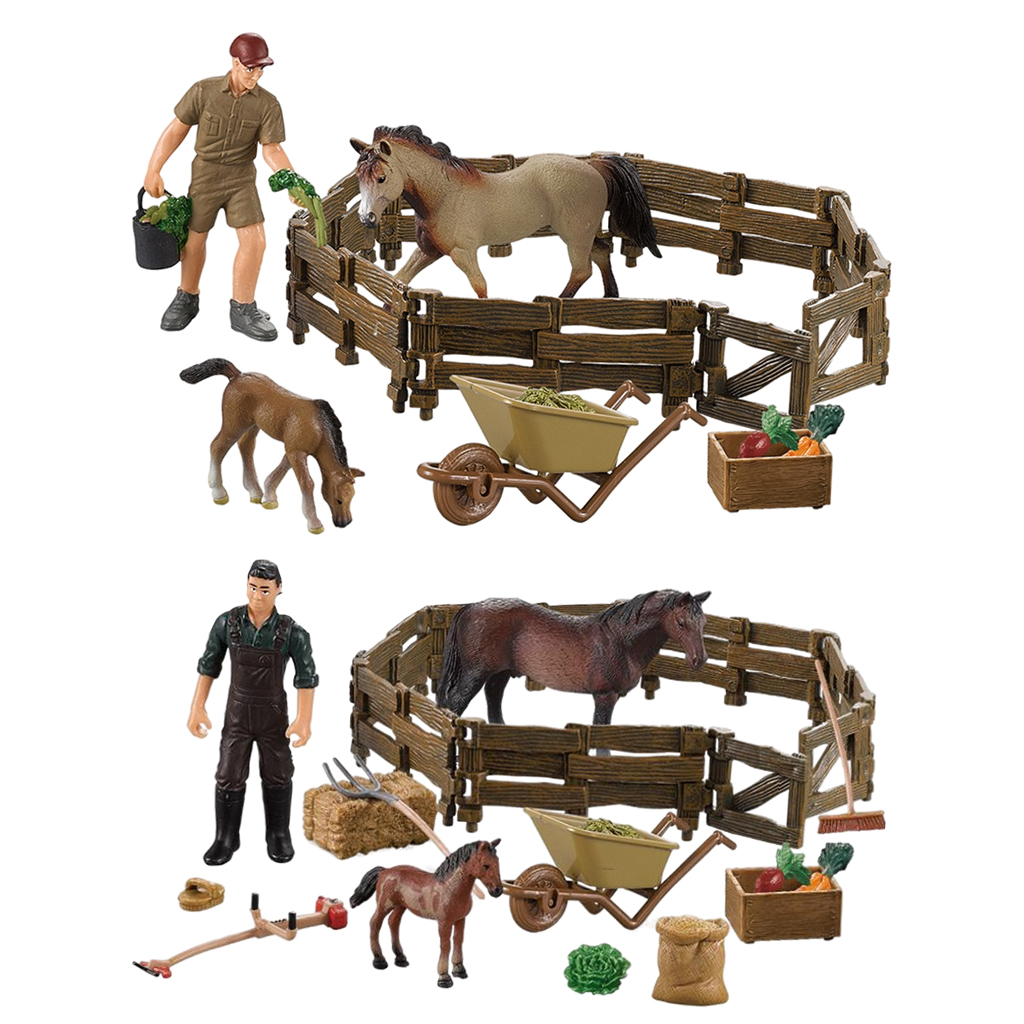 Horse Figure Set Farm Scene for Kids Horse Playset Model Gift for Kids