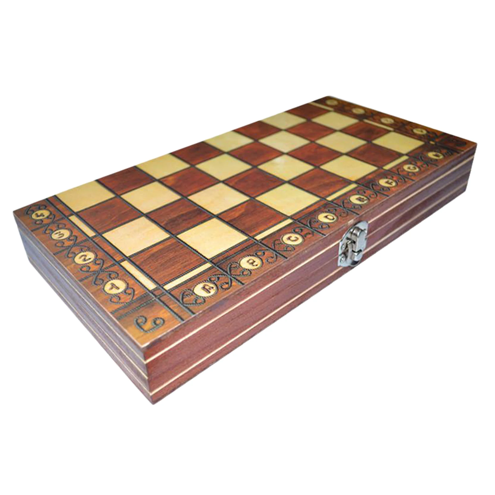 39x39cm Brettspiel klappbar Magnetische Schach Holz Kit Backgammon Checkers 