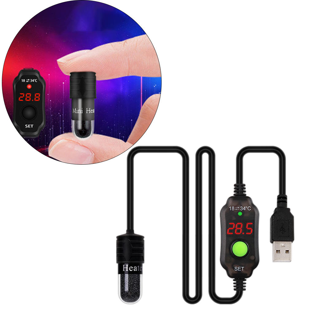 Small Aquarium Fish Tank Heater Temperature Controller Submersible Thermostat Heater USB Digital LED Turtle Tank Heating Rod