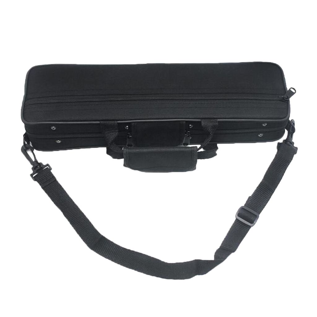 Portable Lightweight 16 Holes Flute Case Storage Bag Black Velvet Lining