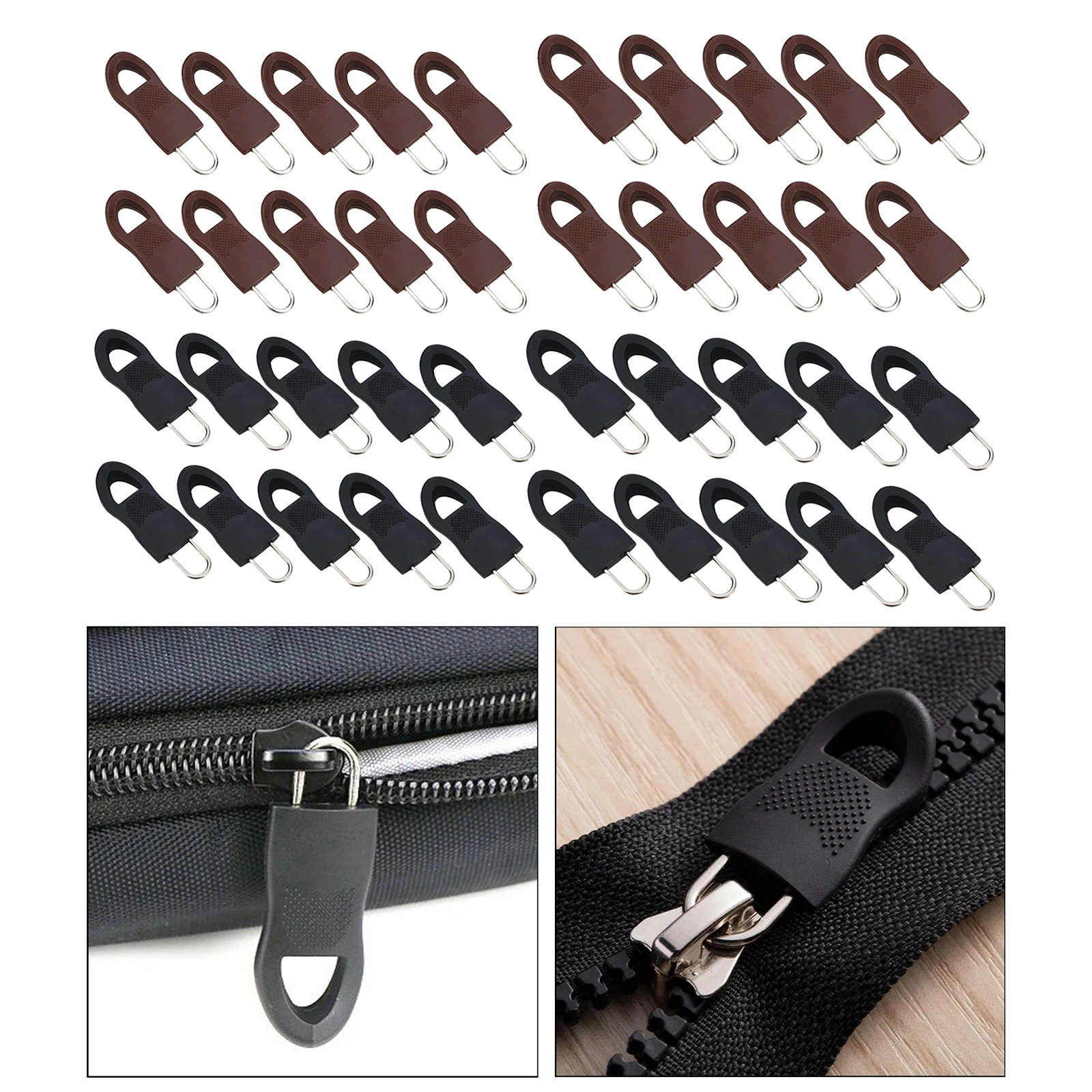 10Pcs Detachable Zip Fixer Replacement Zipper Tags Repair Pull Tab, Universal Detachable Zipper Puller Set
