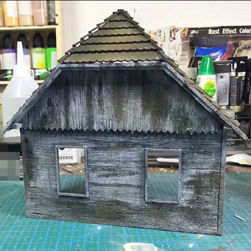 DIY  3D Puzzles Unassembled Wooden Ruins House 1:35 Scene Dioramas