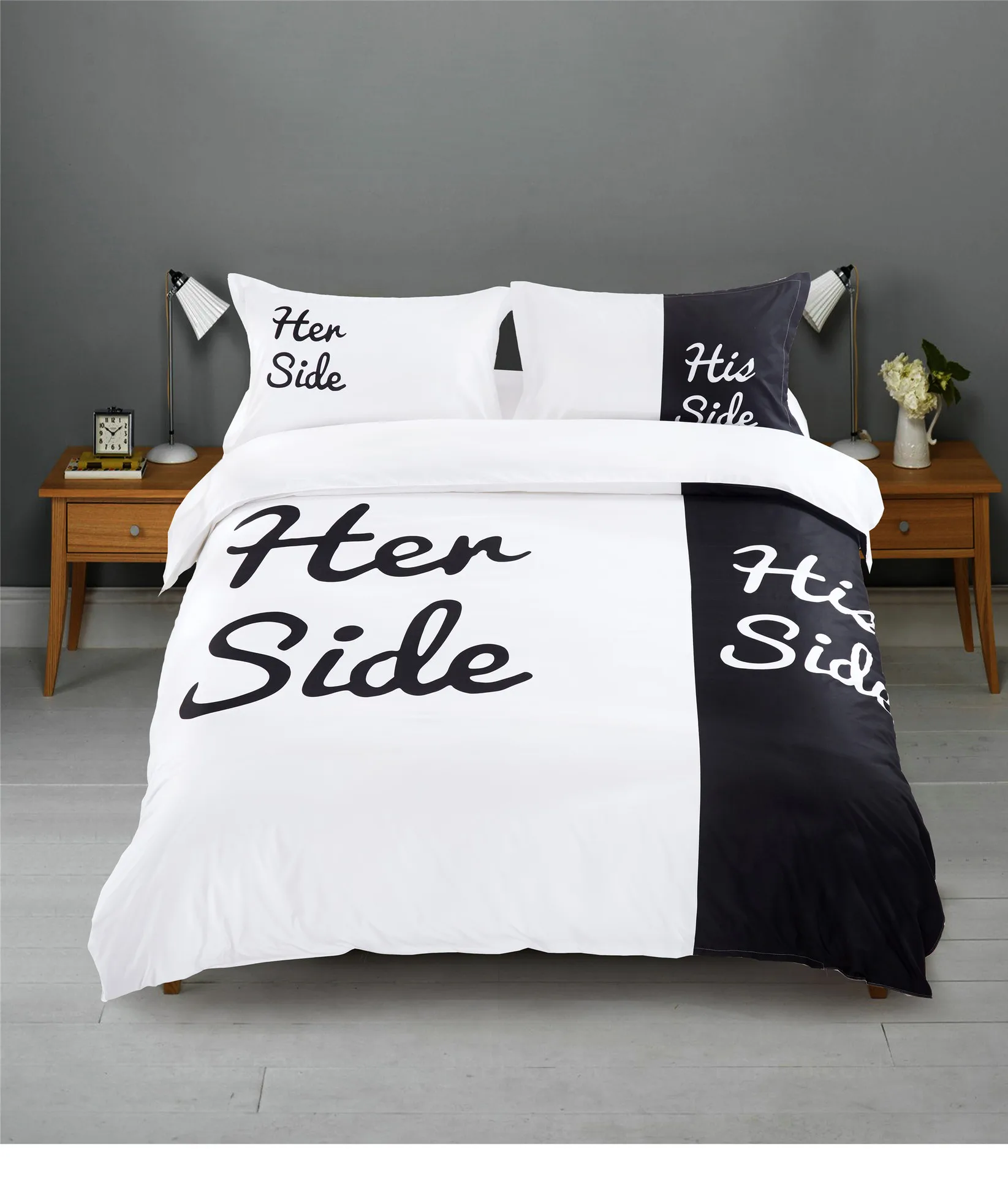 3D His&Her Side Pillowcase  Polyester Pillow Cover Couple Love Pillow Shams Set 