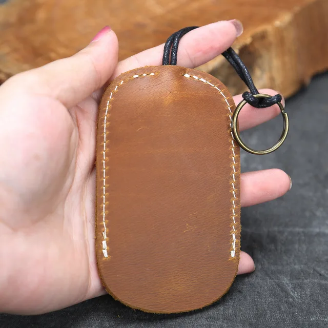 Genuine Leather Elastic Key Holder Retro Cow Leather Pouch Retractable Keychain  Holder Case Bag - AliExpress
