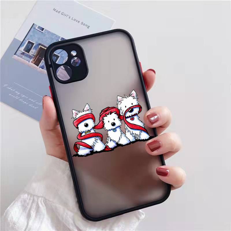 Westie lovely cartoon dog Phone Case matte transparent  For iphone 7 8 11 12 13 plus mini x xs xr pro max cover iphone 11 case with card holder