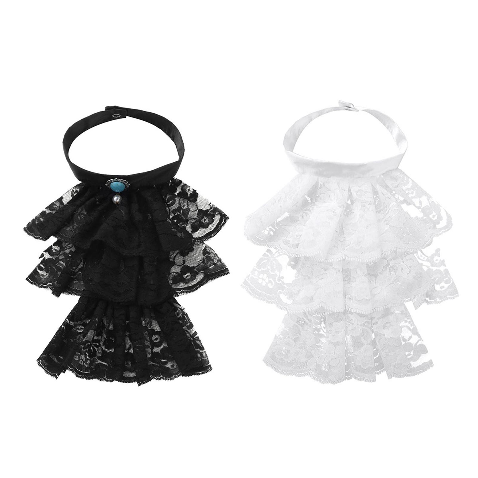 Women Lace Necktie Victorian Steampunk Collar Ruffle Fake False Collar Half Shirt Blouse