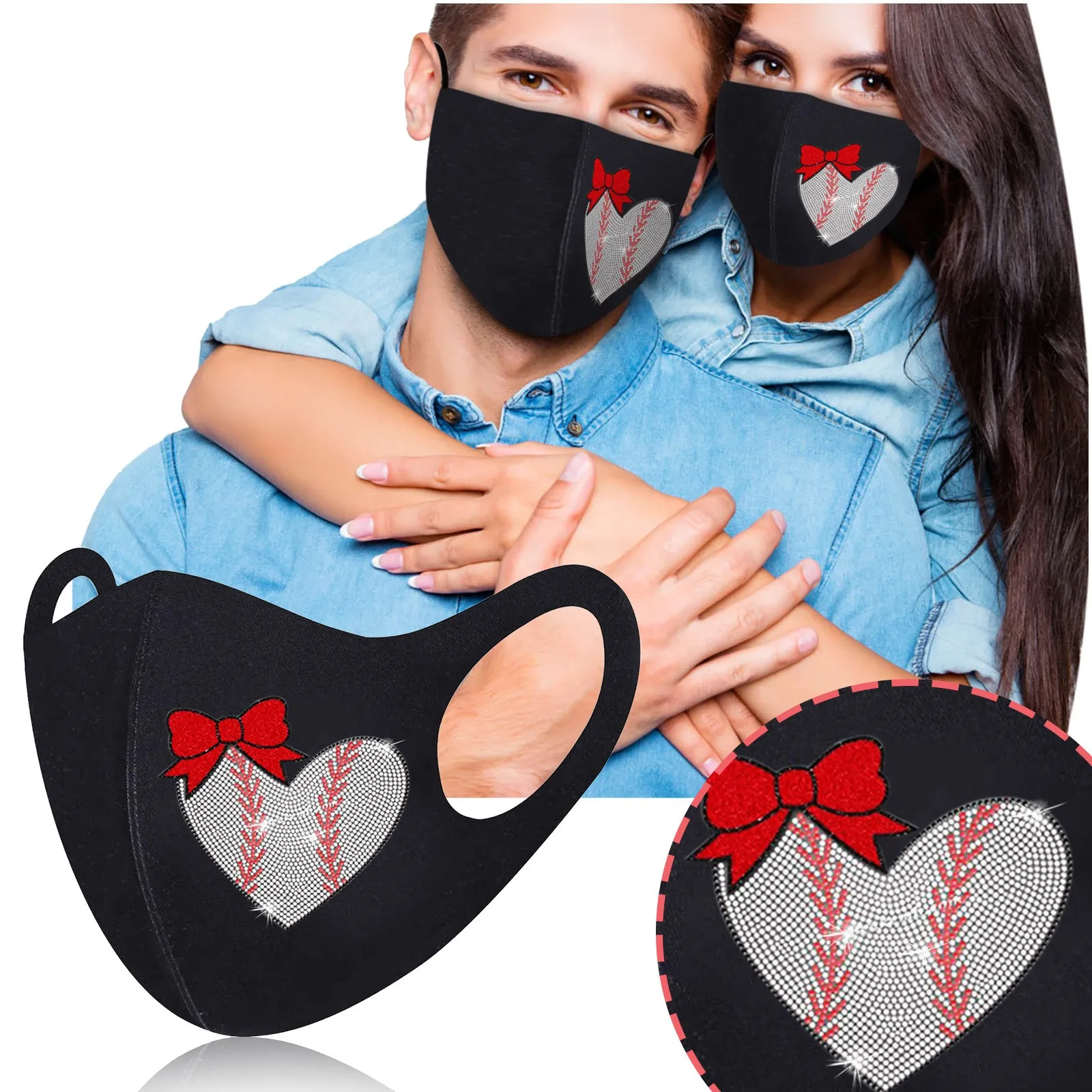 5pc Drill Breathable Valentine's Day Adult Mask Washable Reusable Cotton Face Mask Festiavl Print Wasbaar Halloween Mask Cosplay cowboy cosplay