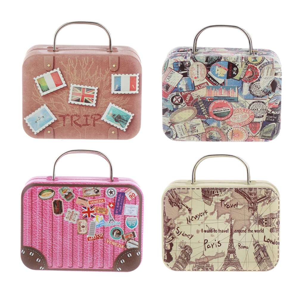 Miniature Vintage Suitcase Luggage Box for 1:6 Dollhouse Decor, 1/6 BJD Dolls Accessories