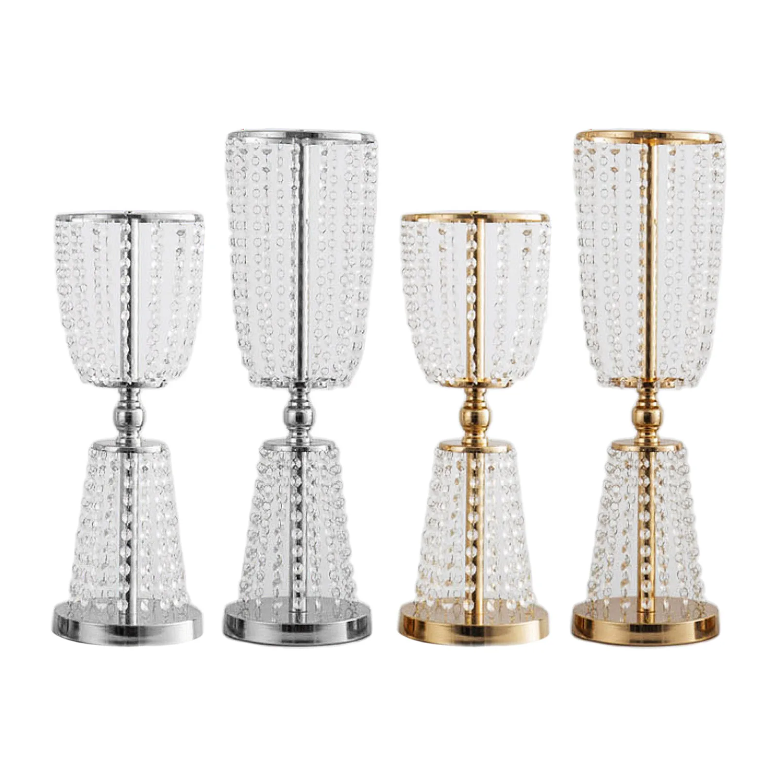 Crystal Metal Pillar Candle Holder Wedding Table Centerpiece Flower Vase