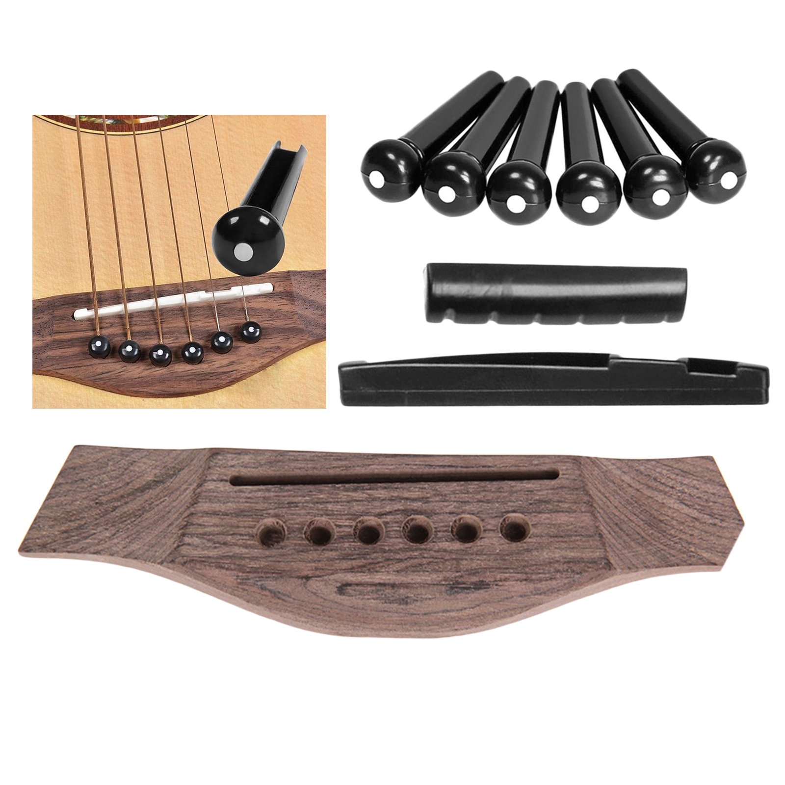 Acoustic Guitar Bridge Pins Slotted Nut Saddle Repairing Kit Accessories