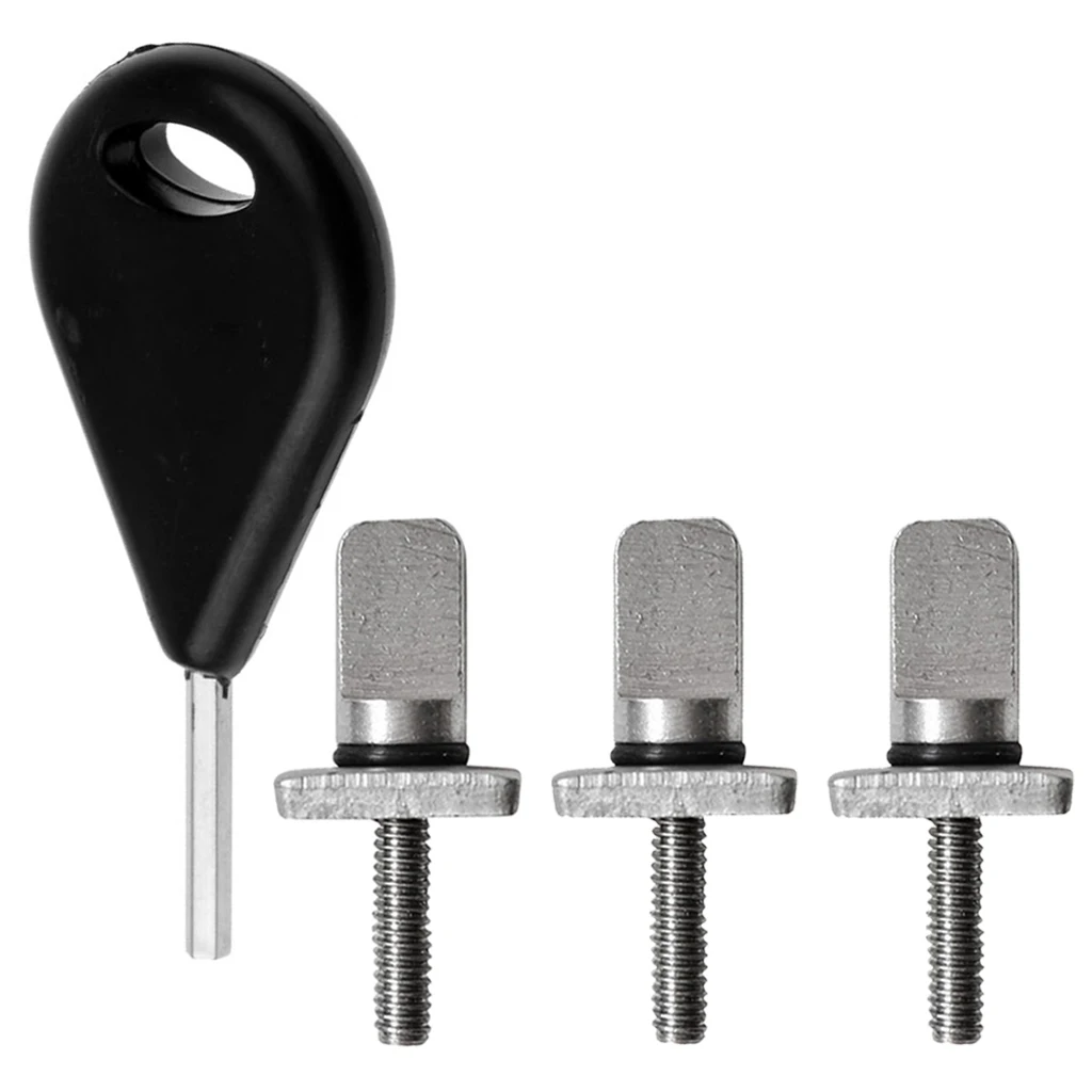 Stainless Steel SUP Longboard Surfboard Fins Screw and Plate 2# Set of 3 and Fin Key Compatible