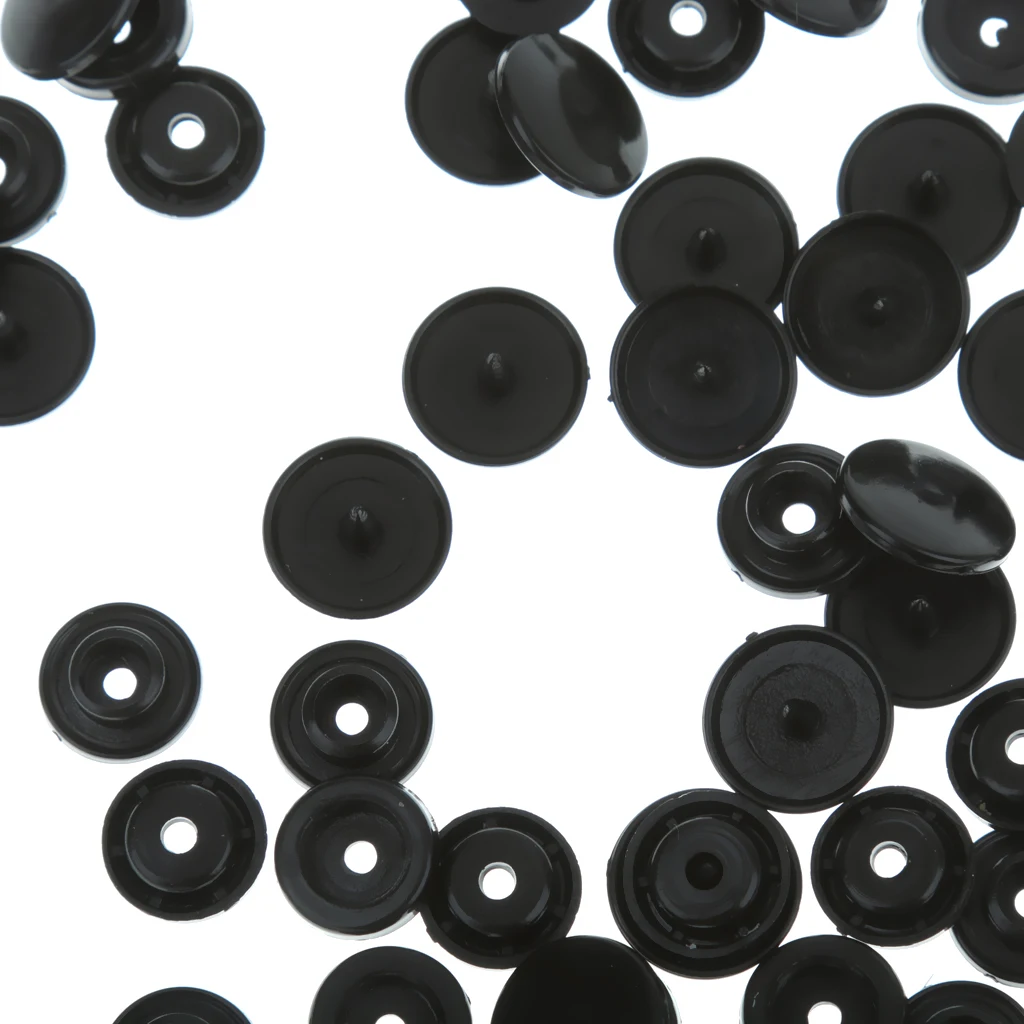 Set of 100 T5 Resin Snap Buttons Dummy Clips Press Studs For Sewing 12.4MM Black