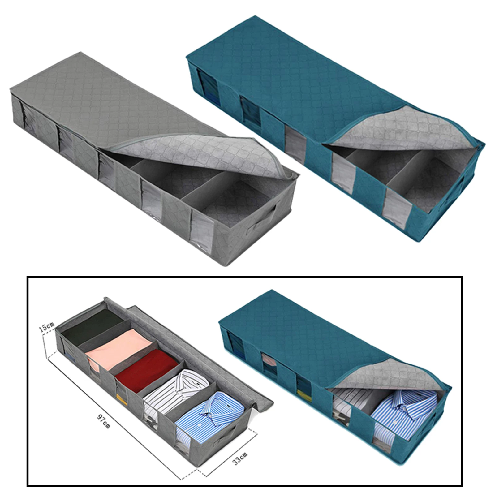 Foldable Under Bed Storage Bag Box Clothes Shoes Tidy Organizer for Dormitory, Basement, Attics