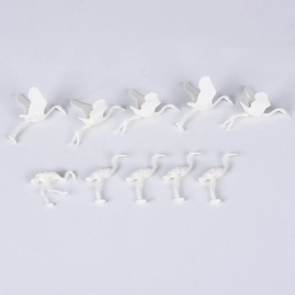 10 Pieces Plastic Miniature Japanese Crane Bird Figurines For DIY Sand Table