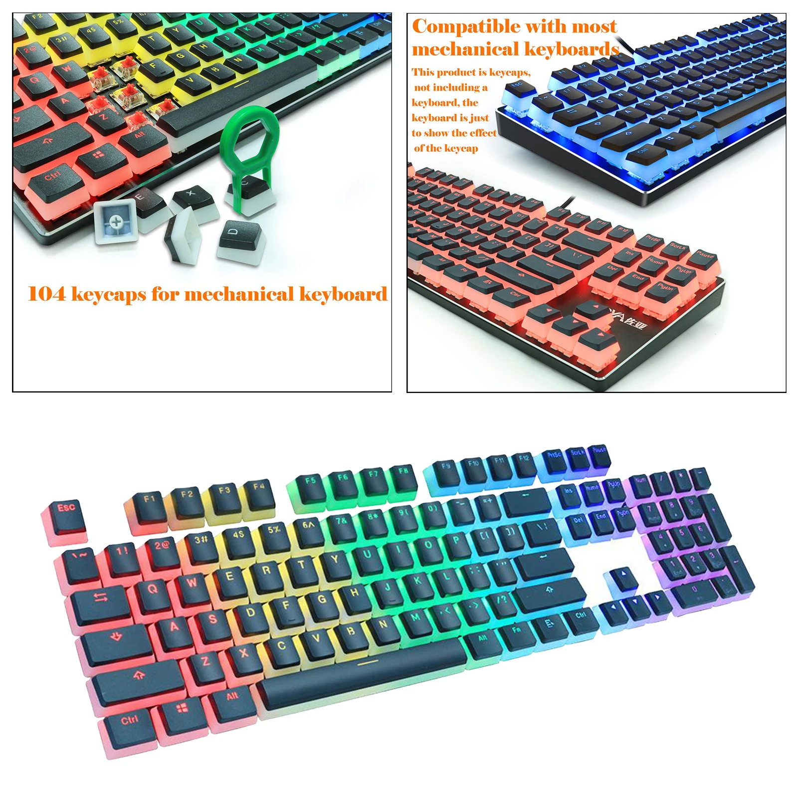PBT Double Shot Pudding Keycaps 108 Keys Mechanical Keycaps Backlit Key Caps