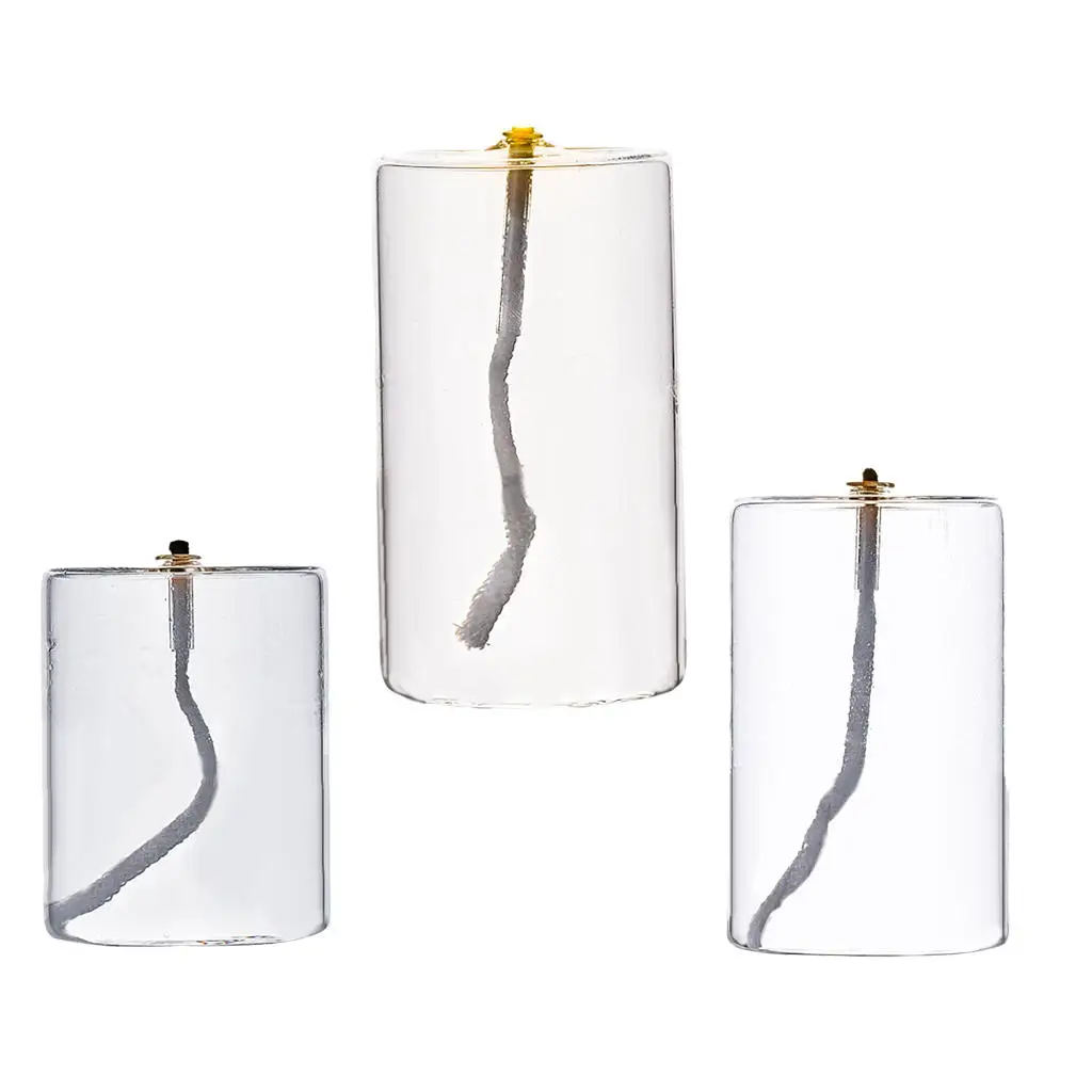 Refillable Glass Oil Candle in A Candle Holder Oil Light Liquid Candle for Dining Party Christmas Holiday Home Decor