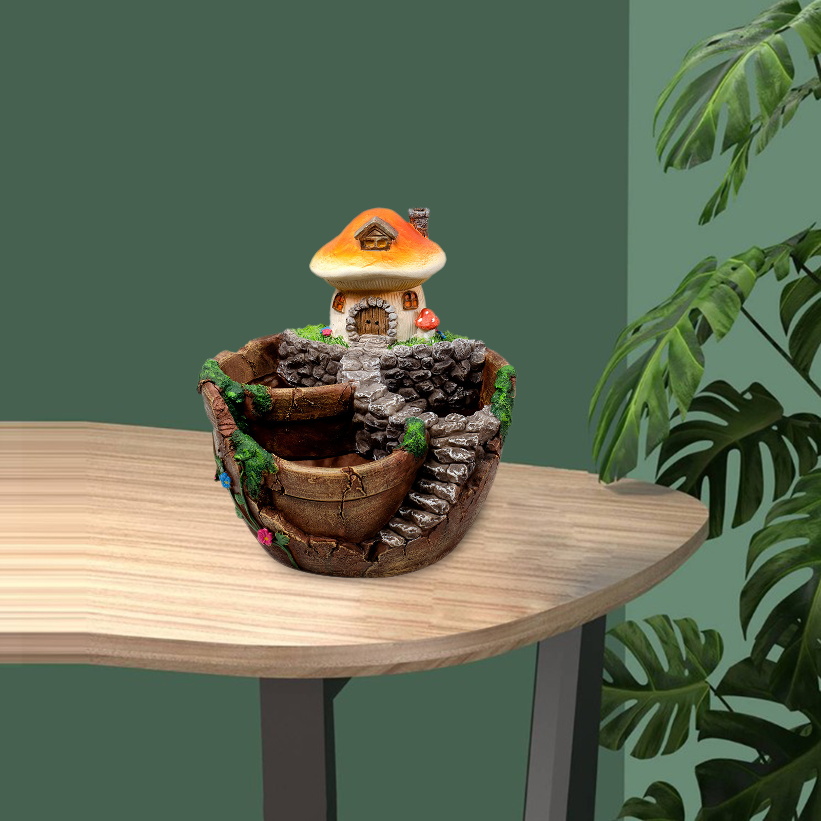 Creative Flower Pot Succulent Plants Garden Resin Container House Stairs Ladder Micro Landscape for Plant DIY Home Office Decor