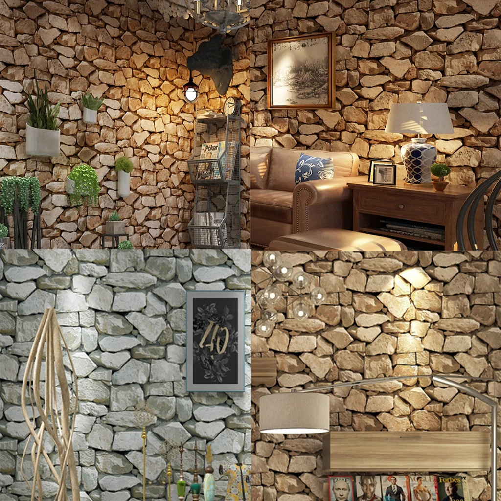 3D Retro Rocks Stone Wall Paper Backdrop Wall Covering Paper Murals Decals A 