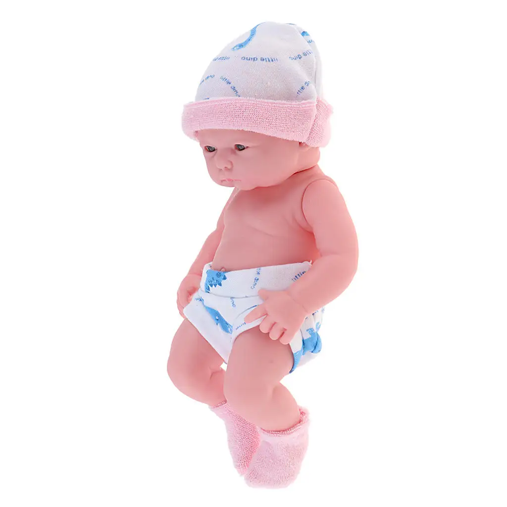 25cm Simulation Silicone Newborn Baby Doll with Pink Clothes Child