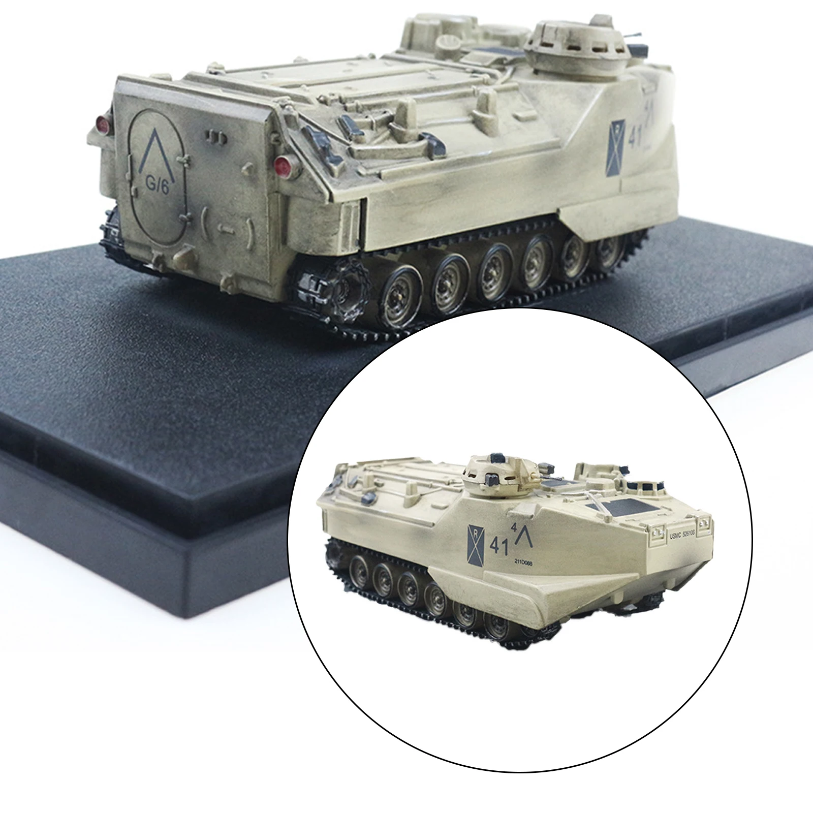 1/72 American AAV7A1 Tank Model Stand-Model with Dustproof Case Alloy Tank Model Hobby Collection Toy