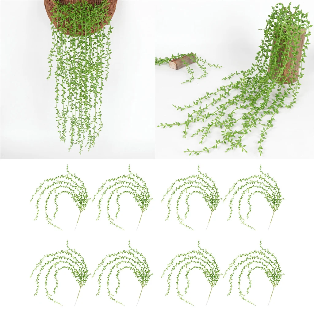 8pcs Indoor Outdoor Artificial Hanging Plant Fake Succulent String of Pearls