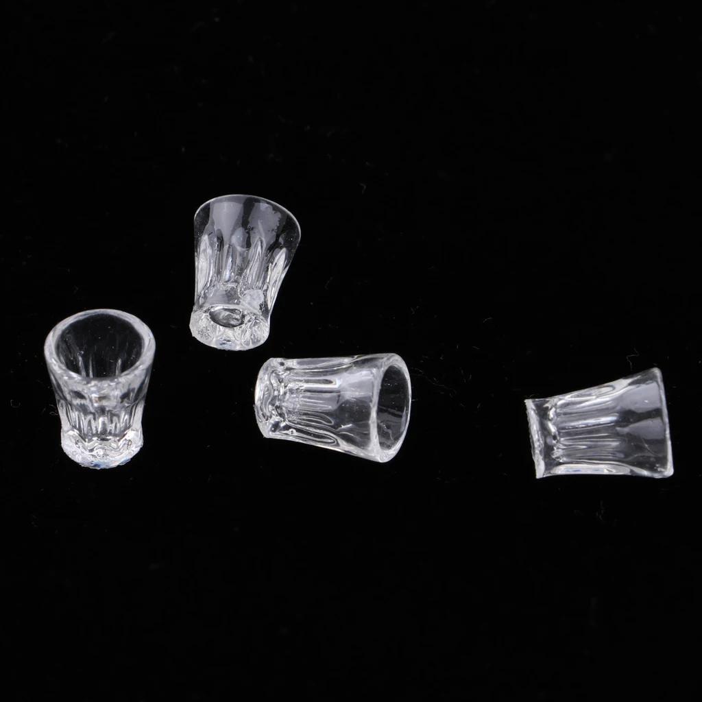 4 Pieces Dollhouse Mini Tableware Decor Plastic Drinks Water Cups