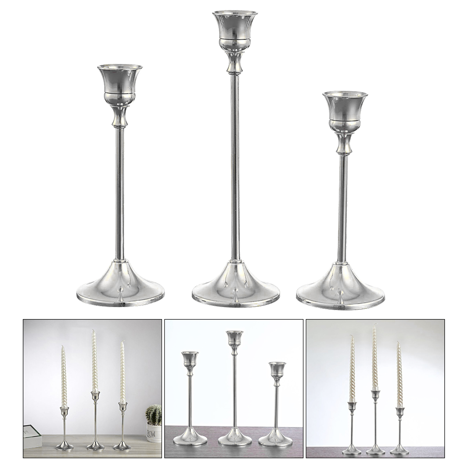 Candle Holder Silver Taper Candlesticks Wedding Dinning Party Table Decorative Candelabra Modern Holder