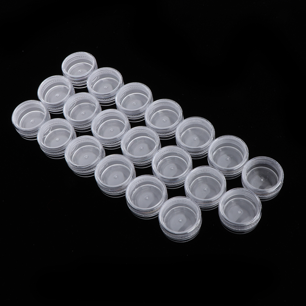 20, 3g, Round Plastic Jar, BPA Free, Empty Cosmetic Container W/ Screw Lids