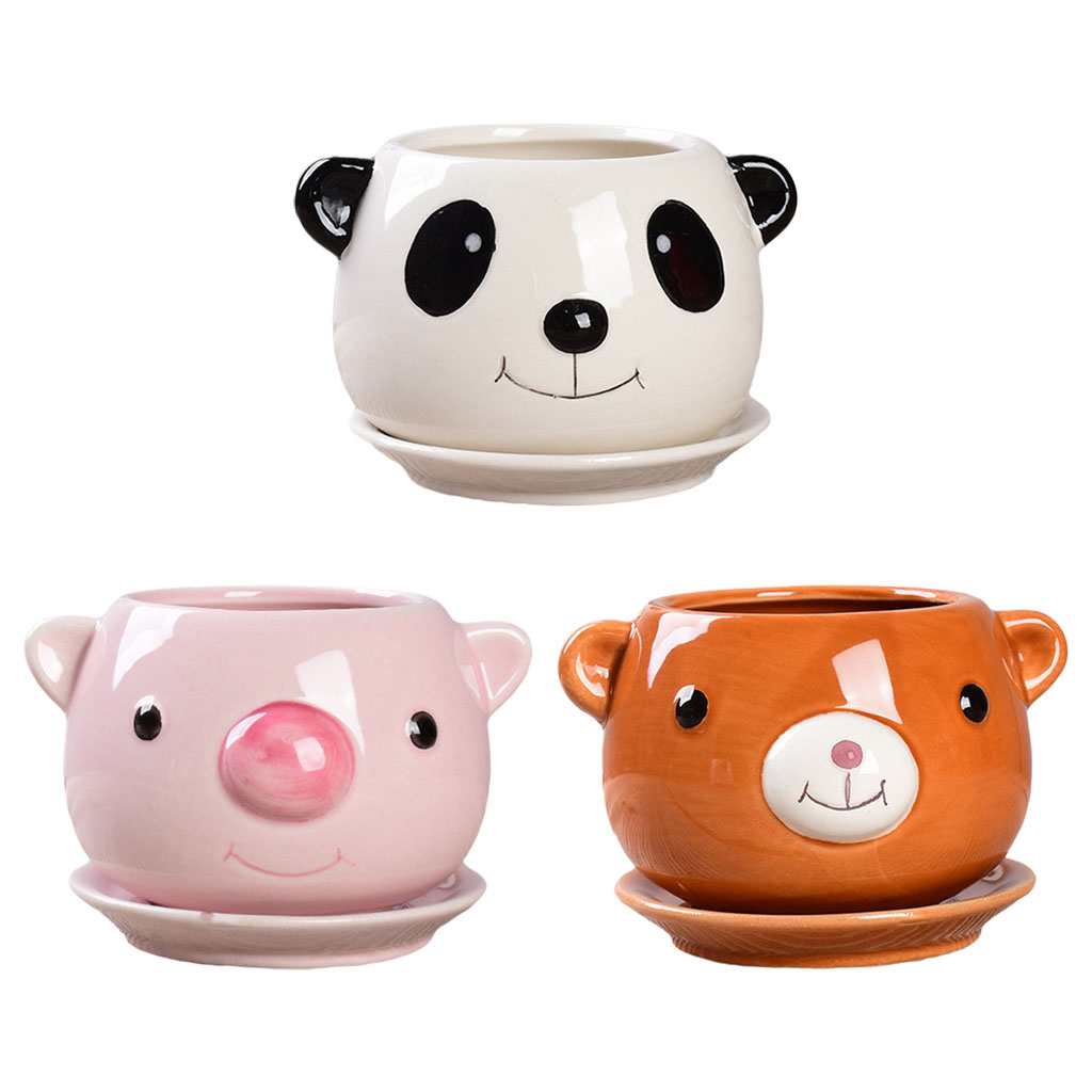 Cartoon Succulent Pots Small Ceramic Flower Pot Potting Plants Planter Kitchen Outdoor Home Table Centerpieces Houswarming Vase