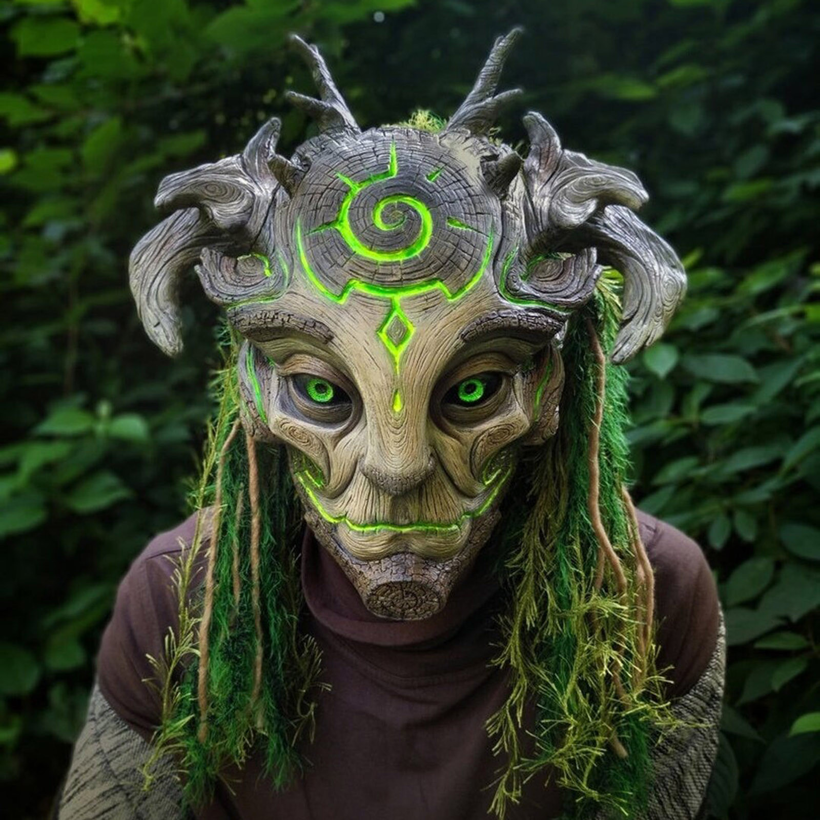 Halloween Glowing Mask Forest Spirit Mask Helmet Horror Realistic Latex Full Headwear Headgear Masquerade Party Cosplay Props Gags Practical Jokes Aliexpress